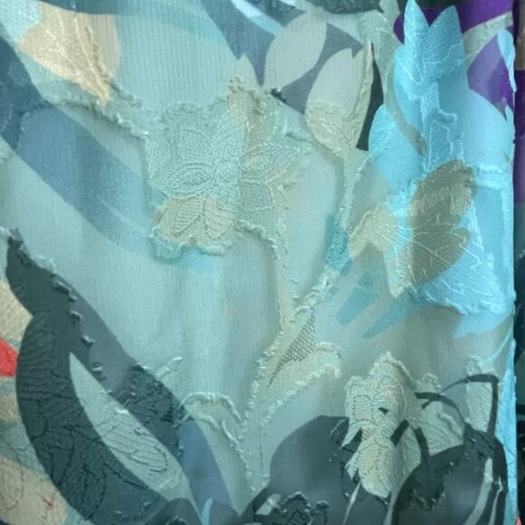 Alex Marie Ruffle Dress 6P Petites Floral Sheer Chiffon V-Neck Puff Sleeve Tier - Picture 10 of 12